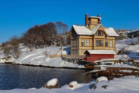 2019 Snø i vannkanten. Universitetets biologiske forskningsstasjon i Drøbak, Akershus